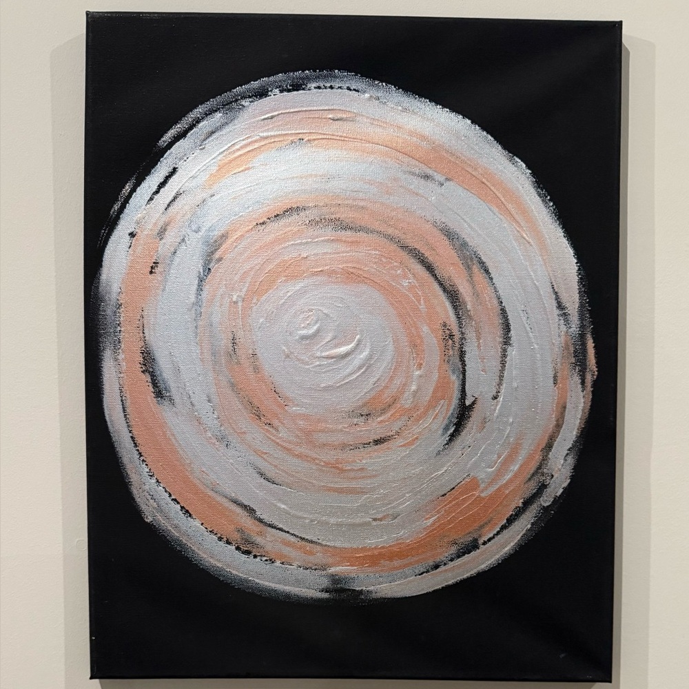 Abstract Black Pink Silver Canvas Art